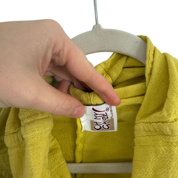 Oh My Gauze Yellow 100% Cotton Turtleneck Poncho Open Top Cover Womens One Size - Picture 2 of 4